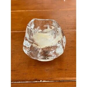 Kosta Boda Clear Glass Snowball Votive Candle Holder
